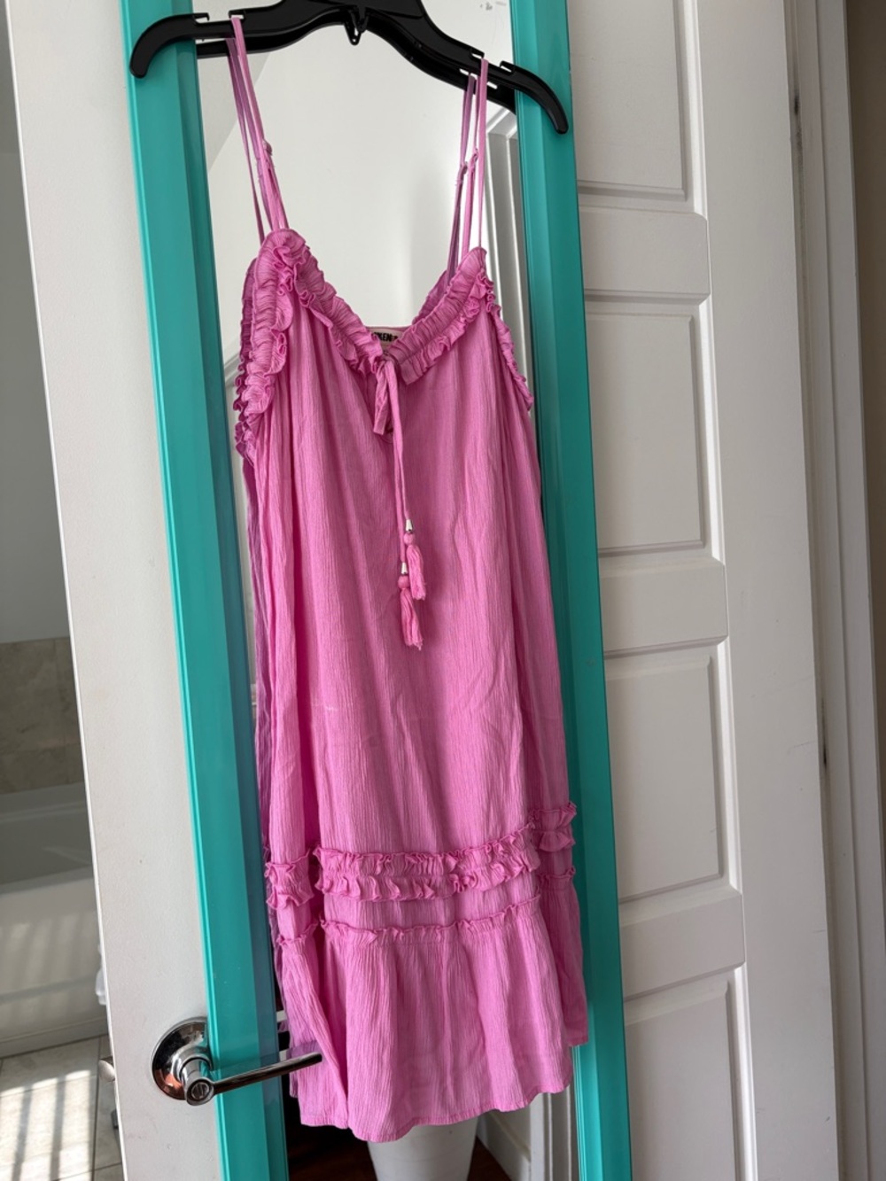 Sleeveless Pink Ruffle Mini Dress